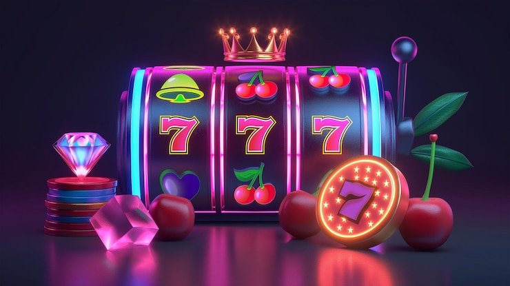 Layar permainan Bikini Paradise di galaxybet77 menampilkan gulungan slot dan simbol-simbol tropis berwarna cerah